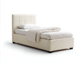 Einzelbett 200x100x110 cm - Stoffbezug in Weiß - gepolstertes modernes Bett