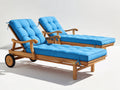 Sonnenliege Holz 200x70x35 cm - blau - komfortable Gartenliege für Terrasse und Außenbereich
