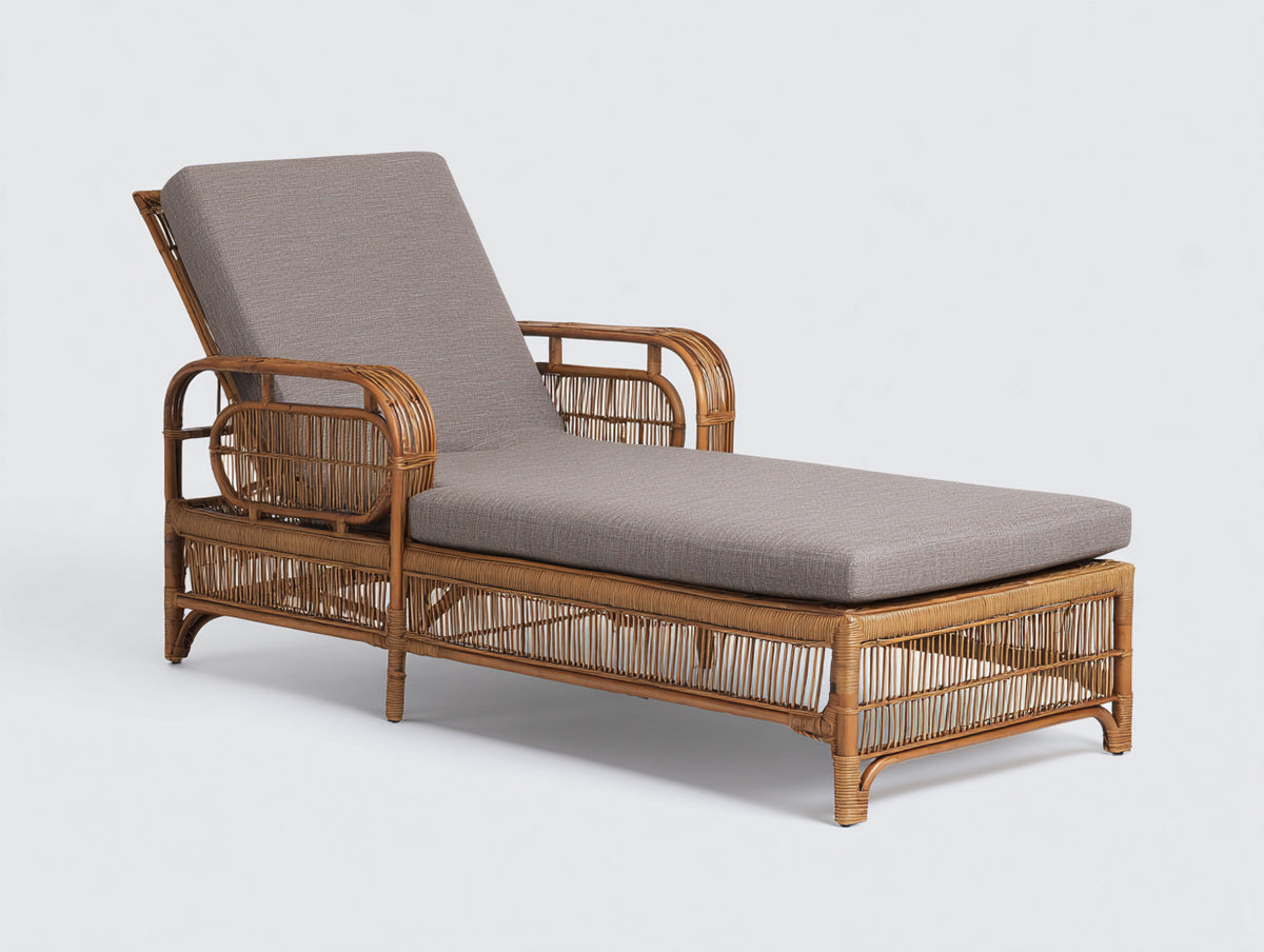 Sonnenliege Rattanoptik 200x70x75 cm - Beige-Natur - modernes Design für Garten und Terrasse