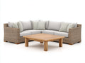 Gartensofa Polyrattan 240x240x82 cm - Naturbraun-Cremeweiß - Ecksofa mit Holztisch für Terrasse und Garten