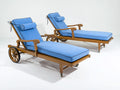 2 x Sonnenliege Holz 200x70x35 cm - Blau-Natur - verstellbares Design für Garten und Terrasse