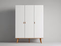 Kleiderschrank Holz 150x55x180 cm - Weiß - Moderner Drehtürenschrank mit viel Stauraum