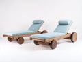 Sonnenliege Holz 200x70x35 cm Natur-Hellblau mit verstellbarer Rückenlehne modernes Outdoor Liegebett Set