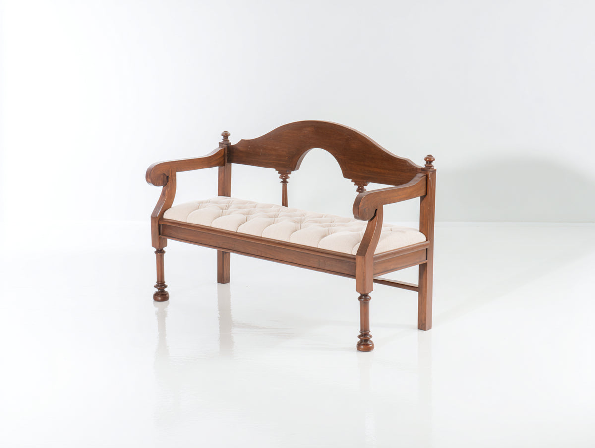 Gartenbank Holz 150x60x90 cm - Braun - Klassische Sitzbank mit gepolsterter Sitzfläche