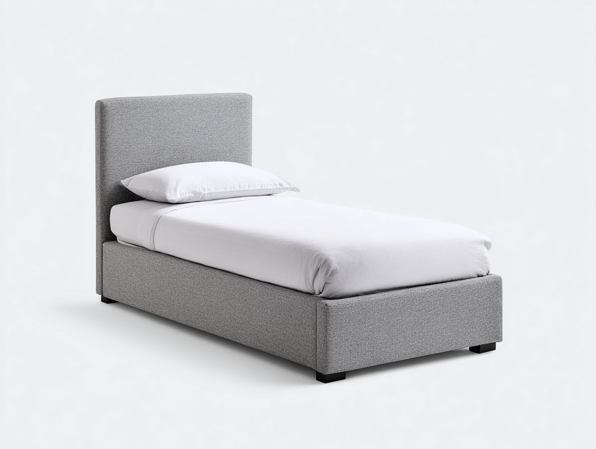 Einzelbett Polsterbett Stoffbezug 200 x 100 x 85 cm Grau Modernes Bettgestell für Schlafzimmer