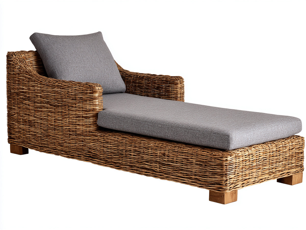 Sonnenliege Polyrattan 200x75x70 cm - braun und grau - elegante Gartenliege für Terrasse und Außenbereich