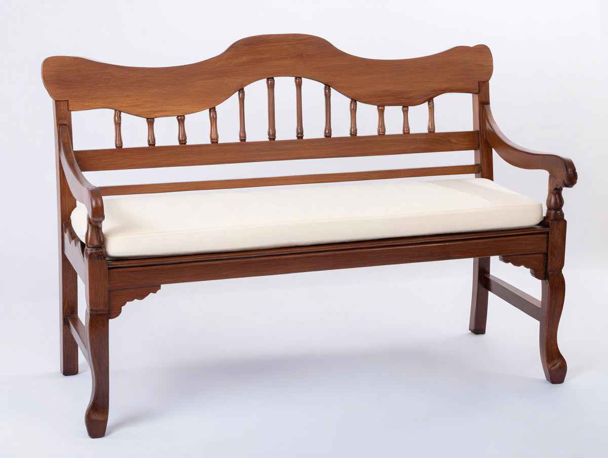 Gartenbank Holz 150x60x95 cm - Dunkelbraun-Cremeweiß - Klassische Zweiersitzbank mit geschwungener Rückenlehne