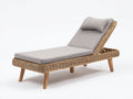 Sonnenliege Polyrattan 198x72x92 cm - Naturbraun-Hellgrau - Verstellbare Gartenliege mit gepolsterter Auflage