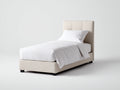 Einzelbett Stoff 210x100x120 cm - Beige - Gepolstertes Bett mit hohem Kopfteil