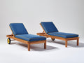 Sonnenliege Holz 200x70x35 cm - blau und holzfarben - moderne Gartenliege für Terrasse und Außenbereich