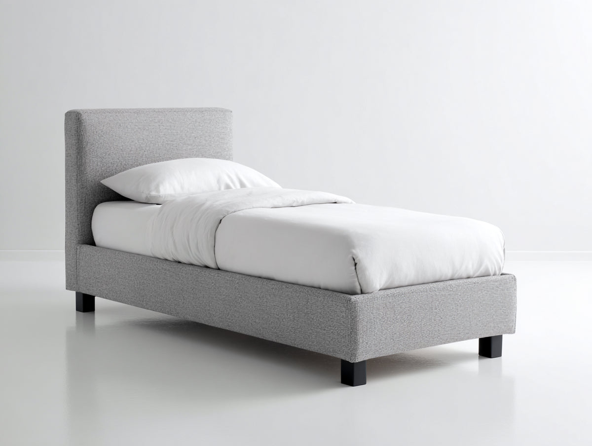 Einzelbett Stoff 200x120x100 cm - Grau - Modernes Polsterbett mit schlichtem Kopfteil