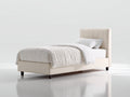 Einzelbett Polsterbett Stoff 200x100x95 cm Beige mit gepolstertem Kopfteil modernes Design Schlafzimmerbett