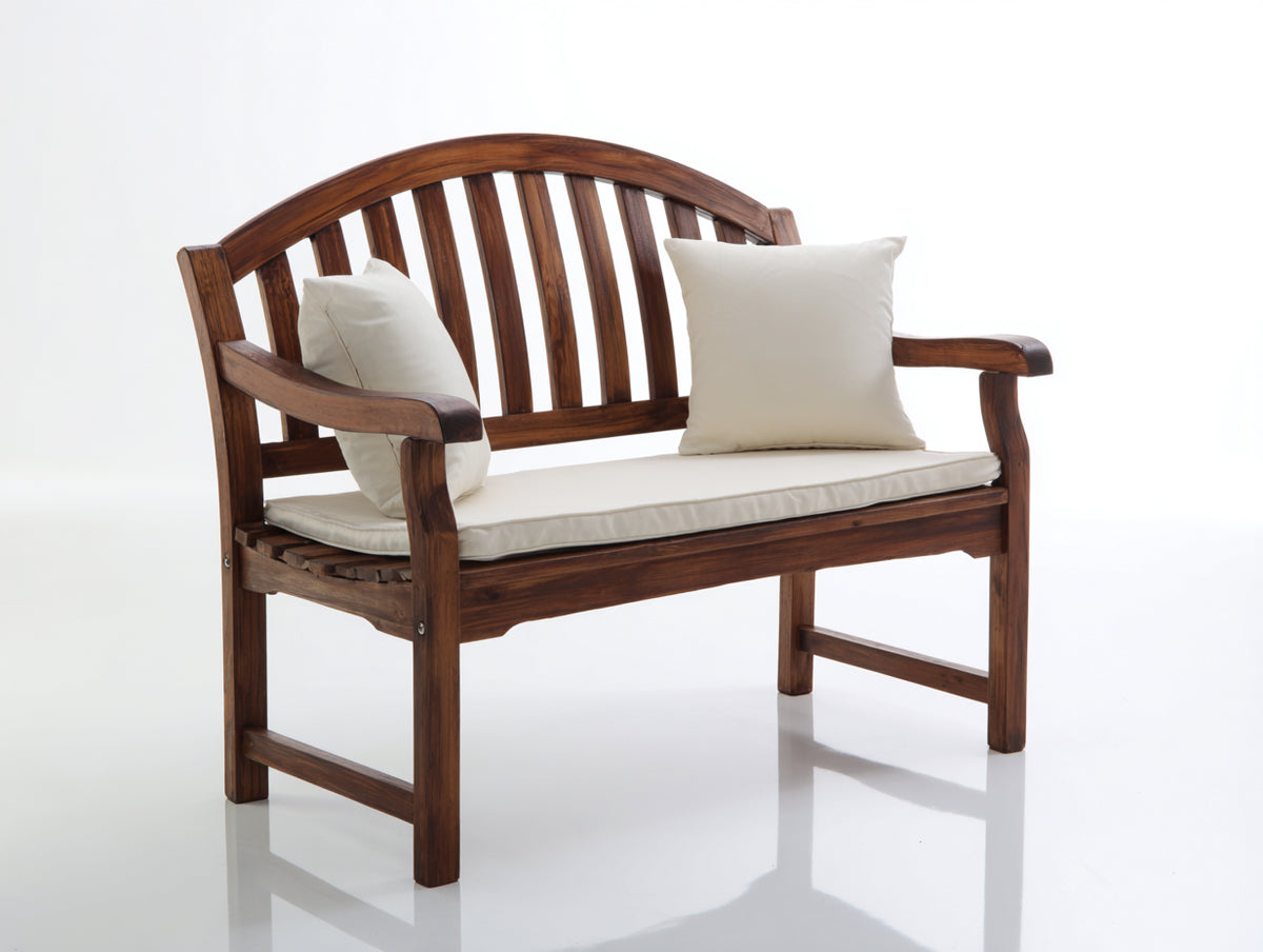 Gartenbank 150x60x90 cm - Holz in Braun mit Sitzpolster - klassische Sitzbank für Garten