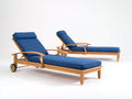 Sonnenliege Holz 200x70x35 cm Natur-Blau mit verstellbarer Rückenlehne modernes Outdoor Liegebett Set