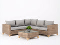 Gartensofa Polyrattan 260x260x76 cm - grau und Holzfarbe - modernes Design für den Außenbereich