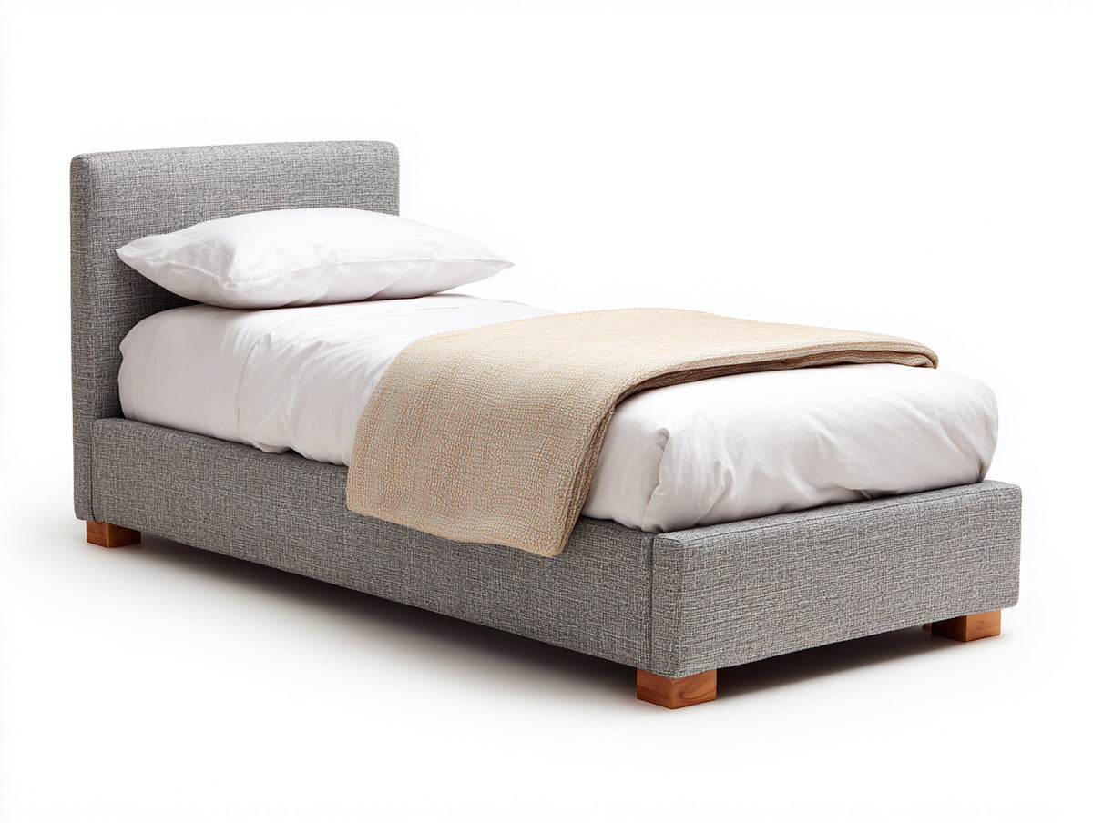 Einzelbett Polsterbett Stoffbezug 200 x 100 x 85 cm Grau Modernes Bettgestell für Schlafzimmer