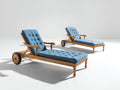Sonnenliegen Set Holz 200x70x40 cm Natur-Hellblau 2 Stück mit verstellbarer Rückenlehne Gartenliege