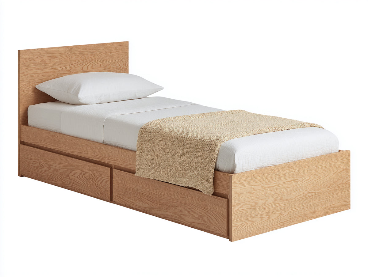 Einzelbett Holzwerkstoff 200 x 100 x 80 cm Naturfarben Modernes Bettgestell für Schlafzimmer