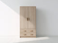 Kleiderschrank Holzwerkstoff 120 x 50 x 200 cm Naturfarben Moderner Schrank mit 2 Türen und 2 Schubladen