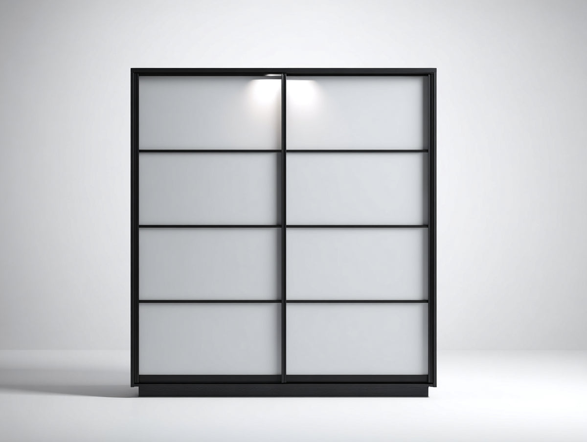 Kleiderschrank 180x60x200 cm - Metallrahmen in Schwarz - moderner Stauraumschrank mit Schiebetüren
