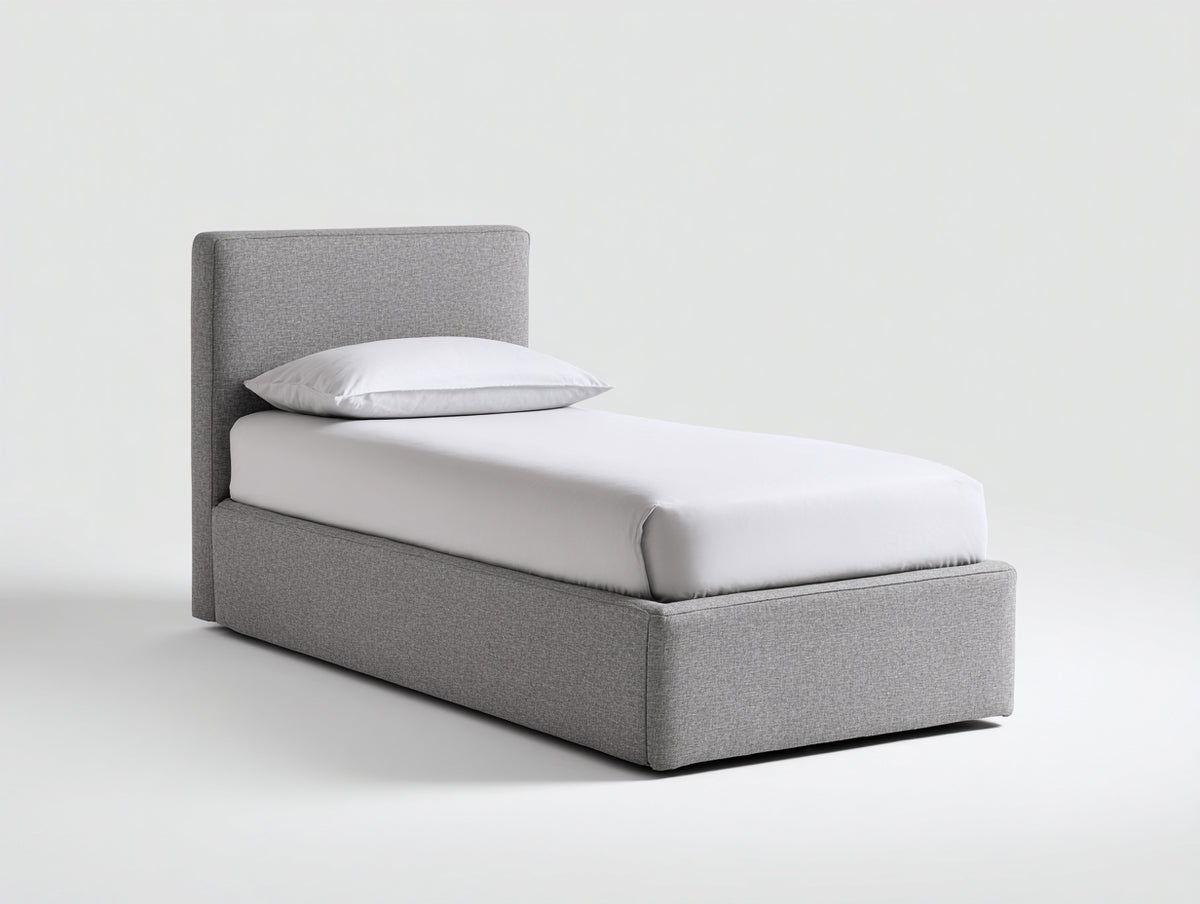 Einzelbett 200x100x95 cm - Stoffbezug in Grau - modernes gepolstertes Bett