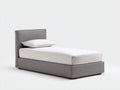 Einzelbett Stoff 210x100x110 cm - Grau - Gepolstertes Bett mit schlichtem Kopfteil